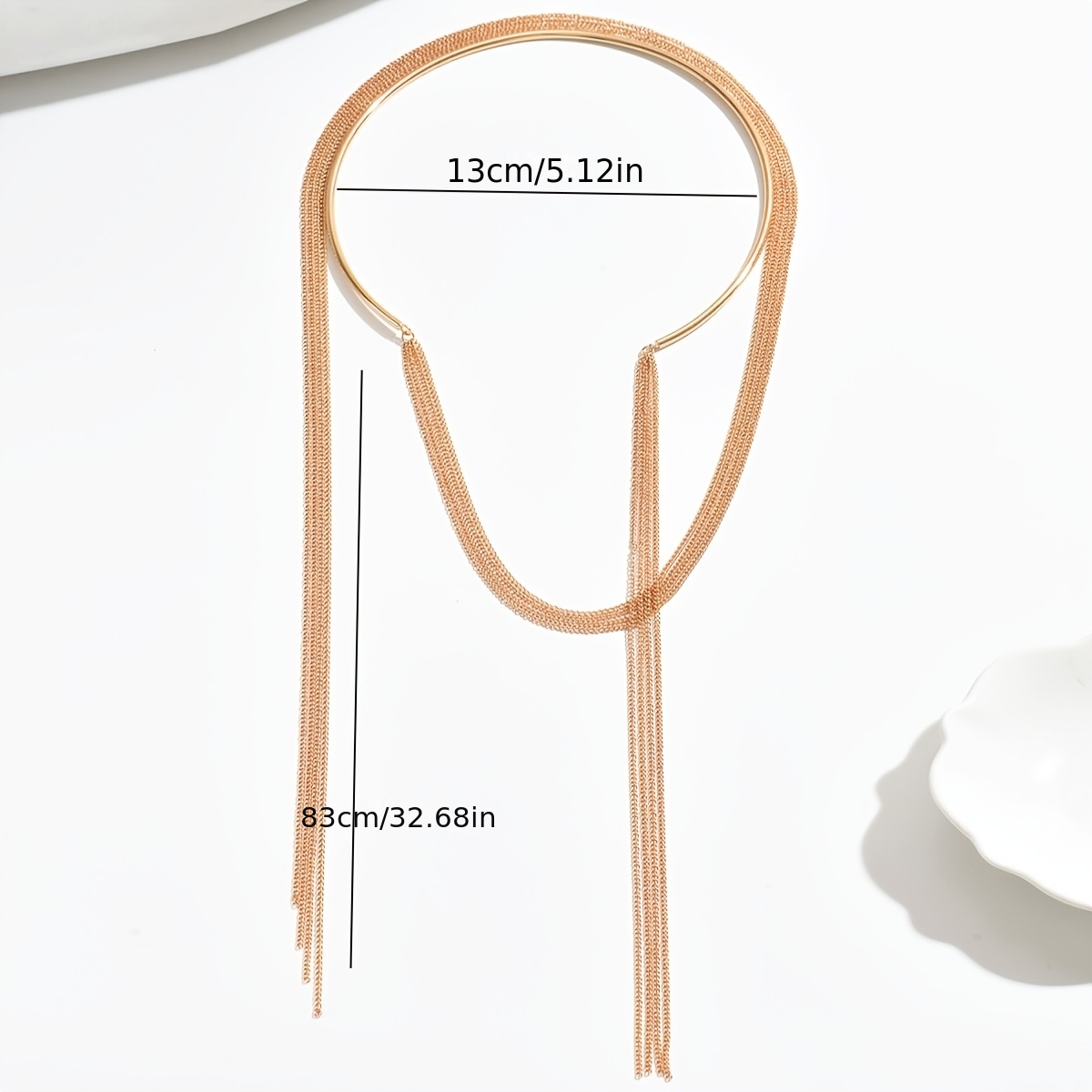 Stylish Modern Wide Choker with Layered Tassel Chains